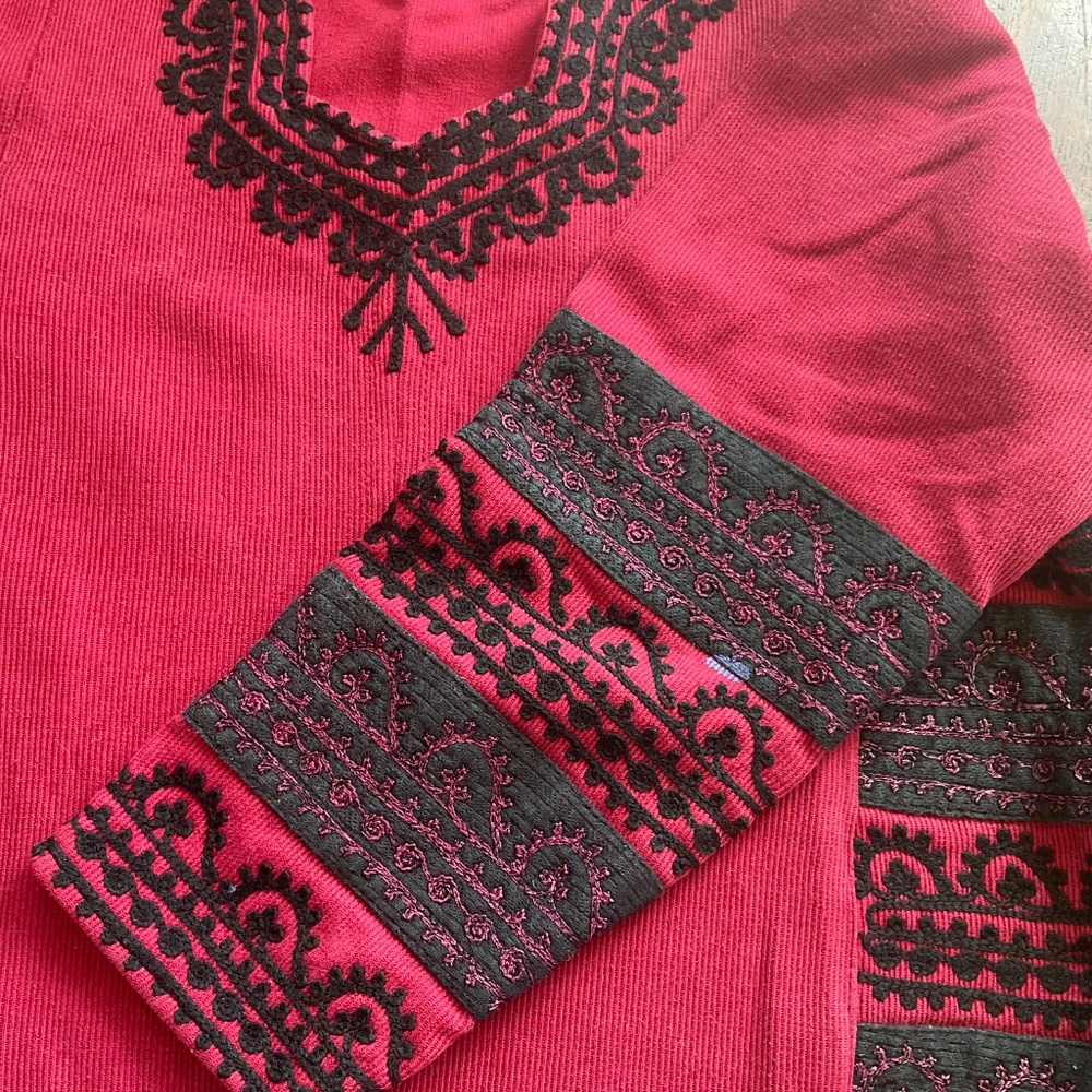 VINTAGE Unknown Brand Embroidered Dress size L/XL - Picture 4 of 16